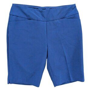IBKUL Stain Resistant Shorts Womens Blue Pull On Stretch Pockets 9.5" Size 6